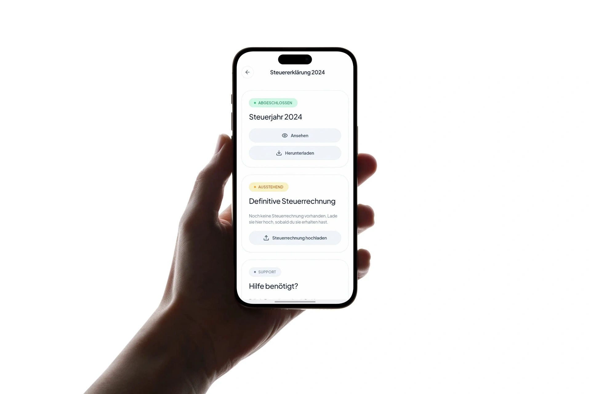 Ausgefüllte Steuererklärung erhalten